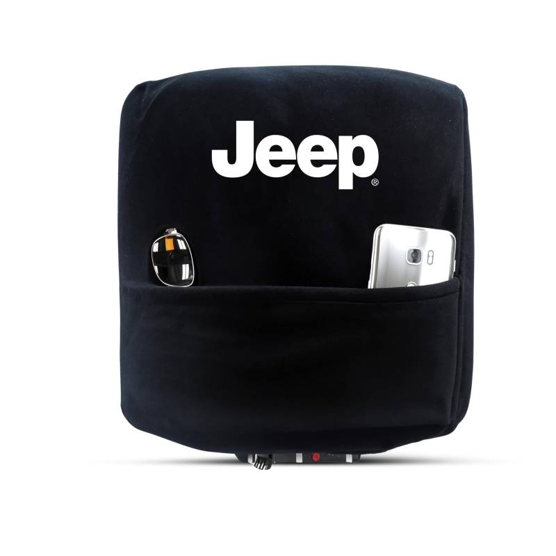 Seat Armour KAJGCB11-14 Offiziell lizenzierte Mittelkonsolen-Abdeckung mit aufgesticktem Jeep Logo für ausgewählte Jeep Grand Cherokee Modelle (2011-2017) – Schwarz von Seat Armour