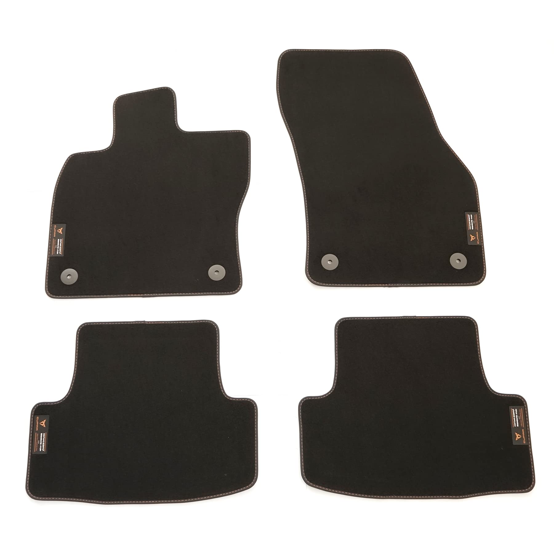 Seat 576863011DLOE Fußmatten 4X Stoffmatten Velours Textilfußmatten, schwarz/Kupfer, mit Cupra Badge von Seat