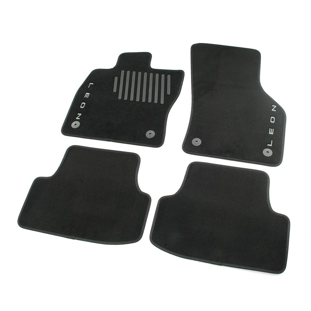Seat 5F0061675D041 Trail Textil Fußmatten 4X Stoffmatten Velours Matten schwarz, mit Leon Schriftzug von Seat