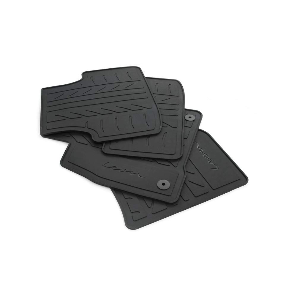 Seat 5FB061500041 Gummi Fußmatten Allwettermatten 4X Gummimatten, mit Leon Schriftzug, Nicht für Mild-Hybrid/eTSI, schwarz Seat 5FB061500041 Gummi Fußmatten Allwettermatten 4X Gummimatten, mit Leon Schriftzug, Nicht für Mild-Hybrid/eTSI, schwarz von Seat