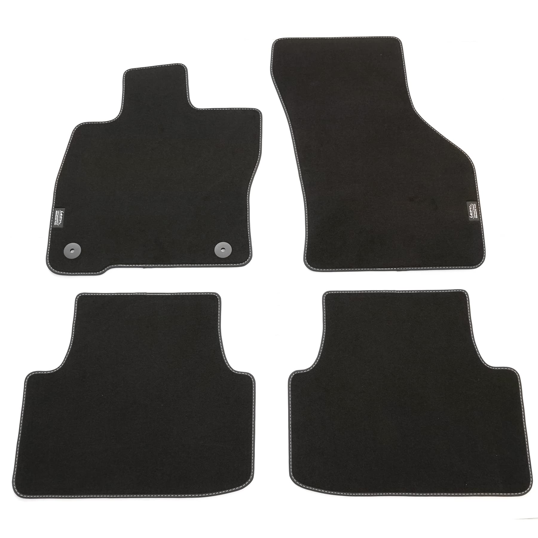 Seat 5FB863011LLOE Textilfußmatten Premium Velours Fußmatten 4X Stoffmatten Matten, mit Leon Schriftzug, Nicht Mild-Hybrid (MHEV/eTSI) von Seat
