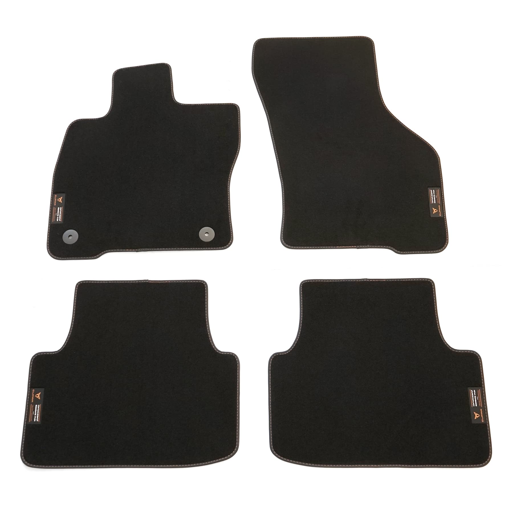Seat 5FG863011LLOE Fußmatten Premium Velours Textilfußmatten 4X Stoffmatten, schwarz/Kupfer, mit Cupra Logo von Seat
