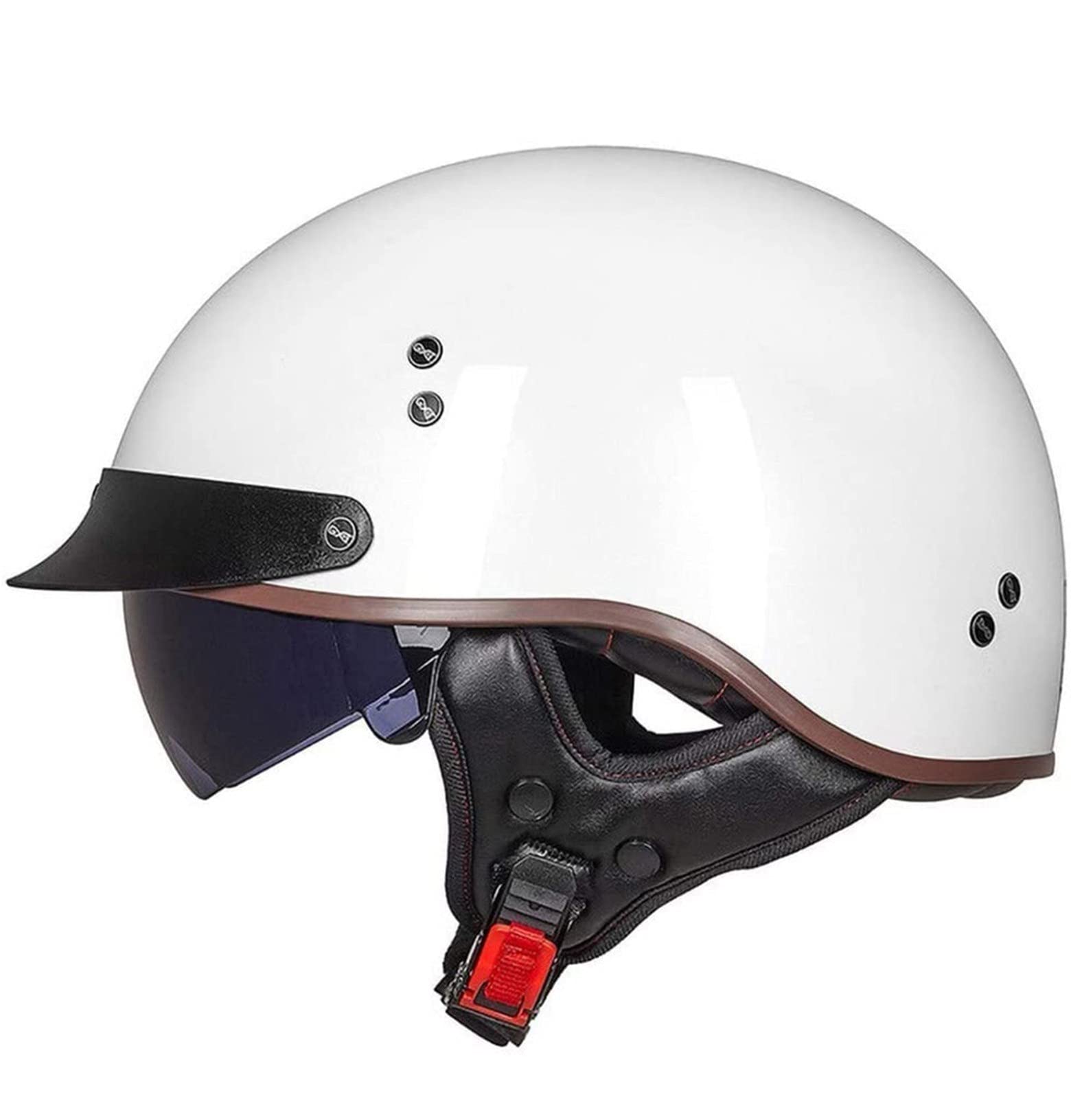 Halbschalenhelm mit ECE Motorradhelm Herren Damen Brain Cap Retro Motorrad Jethelm Halbhelm Halbschale Helm Rollerhelm Chopper Scooter Helm Sturzhelm mit Visier (12, XXL) von Sebasty