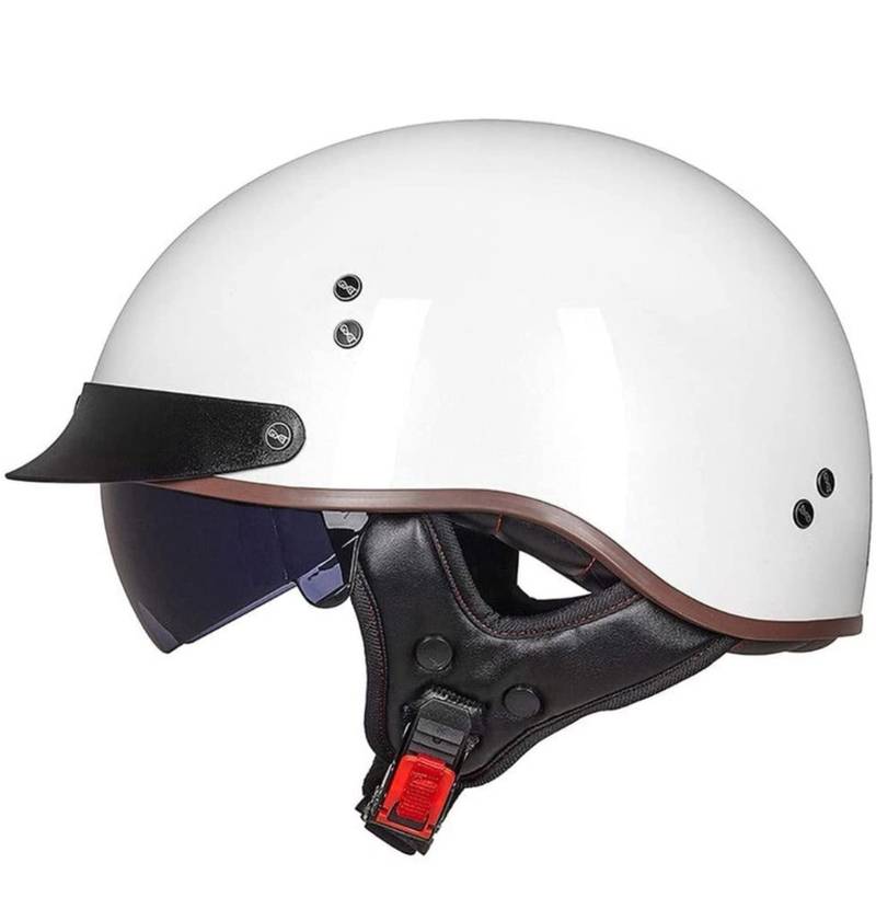 Halbschalenhelm mit ECE Motorradhelm Herren Damen Brain Cap Retro Motorrad Jethelm Halbhelm Halbschale Helm Rollerhelm Chopper Scooter Helm Sturzhelm mit Visier (12, XXL) von Sebasty