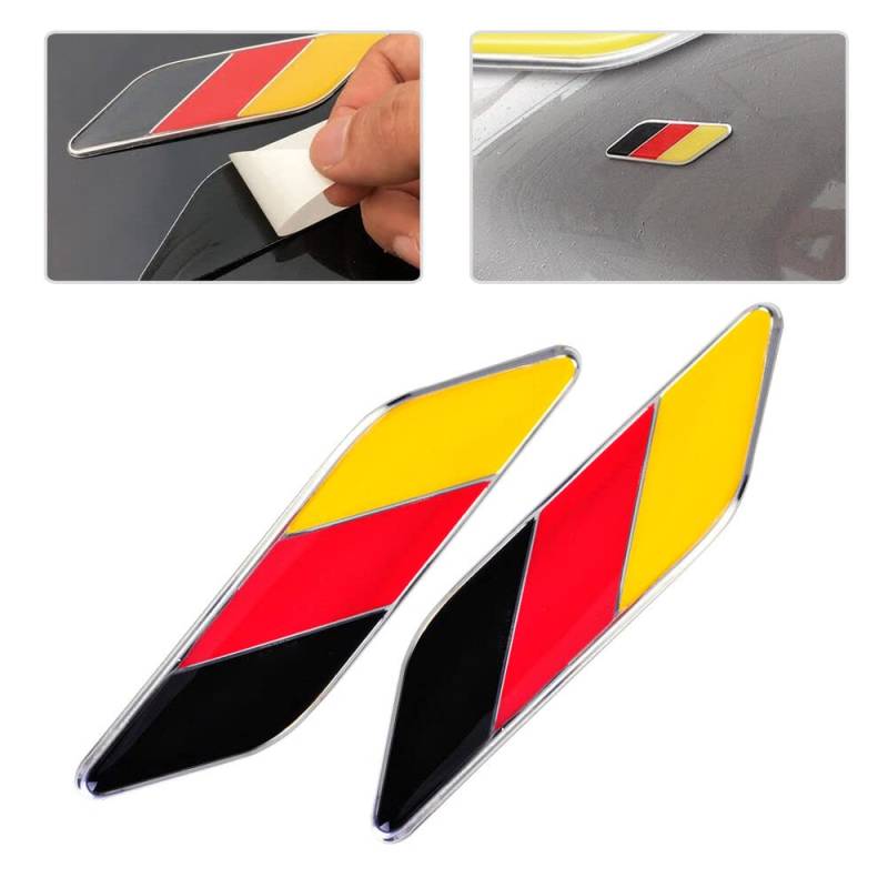 2 STK Deutschland Fahne Streifen Flagge 3D Kfz Aufkleber Sticker Autoaufkleber von Sedcar