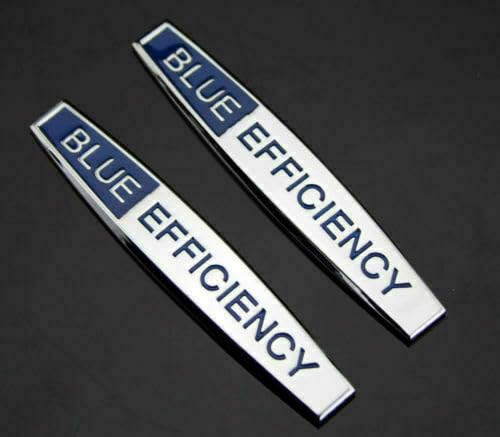 2 Stücke Blue Efficiency Auto Schriftzug Aufkleber Emblem Silver Universell von Sedcar