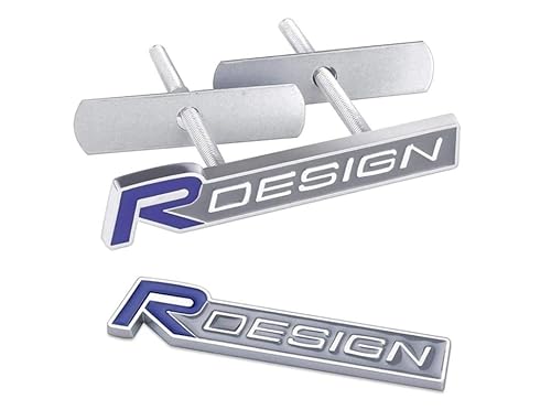 2 stück 3D Metall R Design Auto Emblem + Front Kühlergrillplatte Emblem Badge Aufkleber Styling für Volvo S60 V60 XC60 S60 V40 (Blau) von Sedcar
