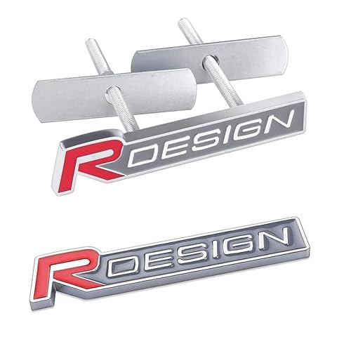 2 stück 3D Metall R Design Auto Emblem + Front Kühlergrillplatte Emblem Badge Aufkleber Styling für Volvo S60 V60 XC60 S60 V40 (Rot) von Sedcar