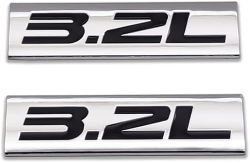 2X Metall Logo Car Emblem Premium 3D Badge Auto Pferde Zeichen Tür Aufkleber Kofferraum (3.2L,Silver Black) von Sedcar