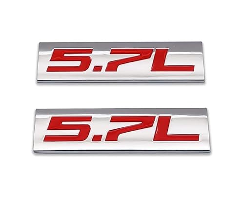2X Metall Logo Car Emblem Premium 3D Badge Auto Pferde Zeichen Tür Aufkleber Kofferraum (5.7L,Silver Red) von Sedcar