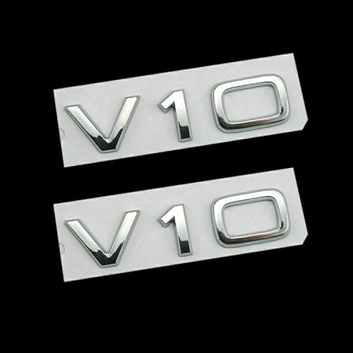 2X Silber V10 Emblem Aufkleber Logo Kofferraum Abzeichen Aufkleber für A6 R8 V10 von Sedcar