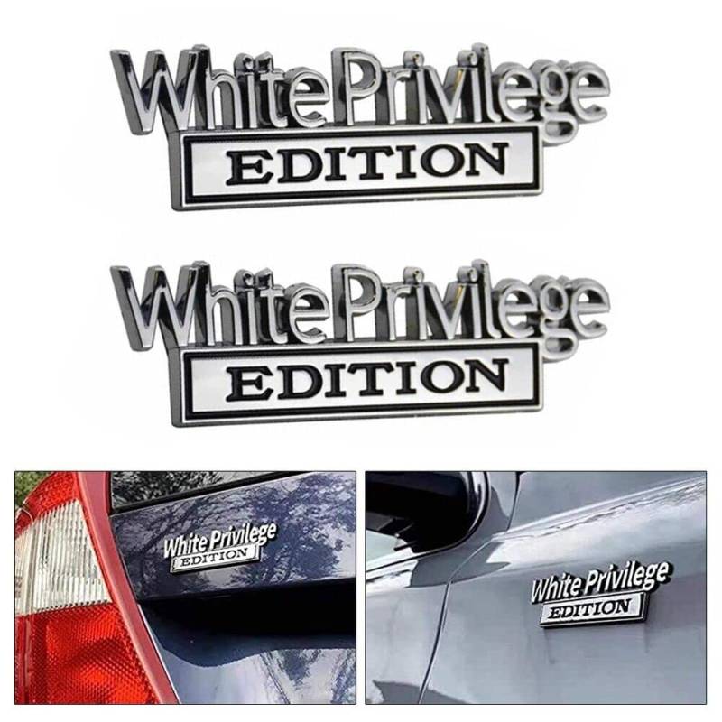 Autoaufkleber White Privilege Edition Auto LKW Emblem Abzeichen 3D Aufkleber Silber von Sedcar