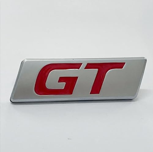 GT Auto Emblem Car Badge Sticker Metall (Silber Rot) von Sedcar