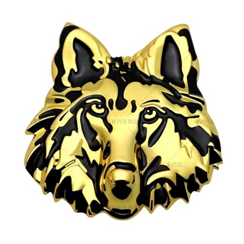Kraftvoller Schutzgeist 3D Wolf Auto Emblem als besonderer Blickfang auf der Motorhaube Wolfsrudel auf Tour mit Wolfsmotiv als Symbol für Freiheit und Abenteuerlust (Gold) von Sedcar