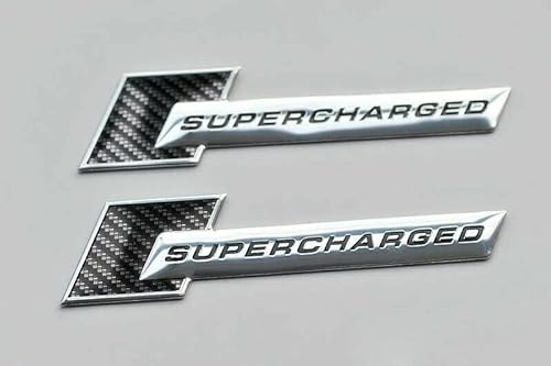 Neu 2pcs Carbon Fiber Color Supercharged 3D Slim Aluminium Auto Aufkleber Silber von Sedcar