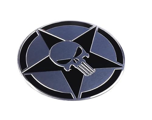 Punisher Auto 3D - Metall - Aufkleber rund Fünf Sterne mit Stern Ø 7,5cm P7,5R schwarz von Sedcar