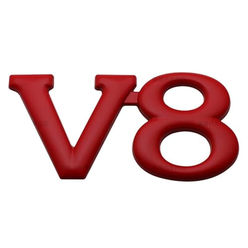 V6/ V8 Auto Emblem Metallisches 3DAbzeichen für Fahrzeugumbau, große Leistungssymbol für Autotattoos und Dekoration (V8-Rot) von Sedcar