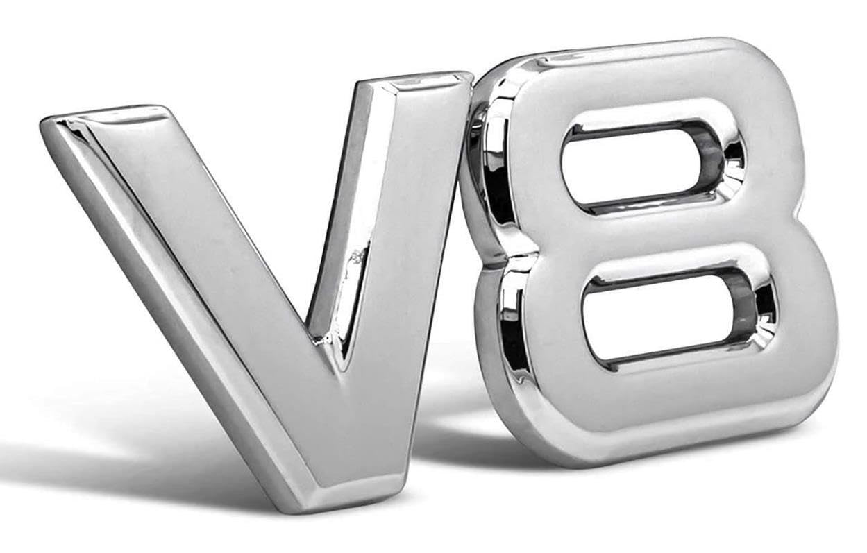 V8 Emblem Zeichen XXL Chrom Schriftzug Auto LKW SUV Aufkleber Sticker 3D Logo von Sedcar
