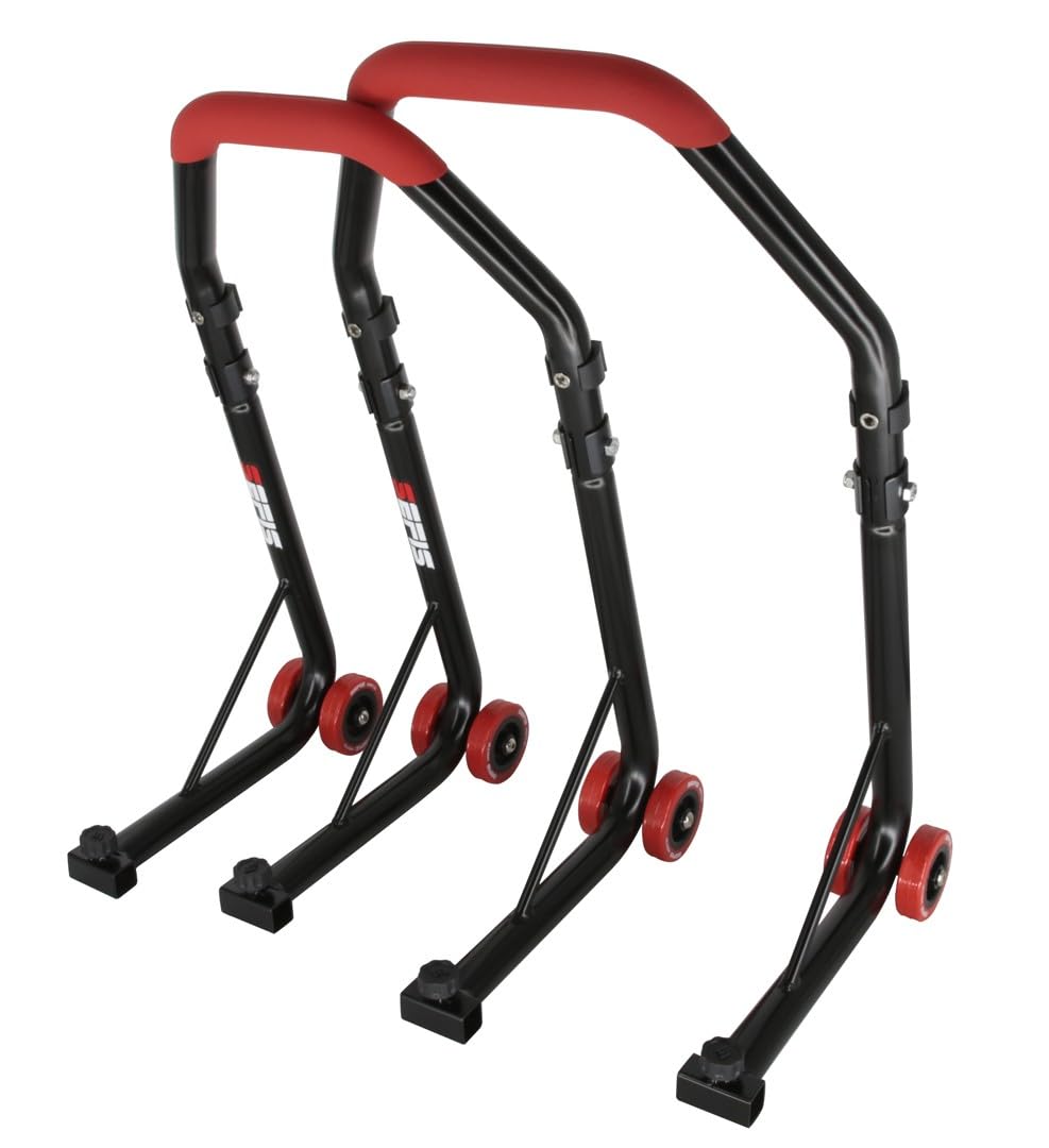 SEFIS D18 Motorradständer Set Vorder- und Hinterrad Motorradheber Serviceständer Motorrad montageständer hinten Motorrad ständer Set Motorrad aufbocken (Rot, Adapter: Single/Racing (Haken)) von Sefis moto