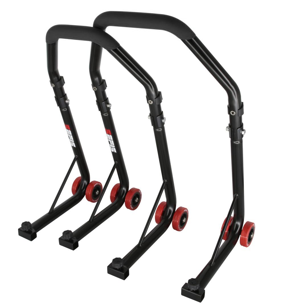 SEFIS D18 Motorradständer Set Vorder- und Hinterrad Motorradheber Serviceständer Motorrad montageständer hinten Motorrad ständer Set Motorrad aufbocken (Schwarz, Adapter: Single/Standard) von Sefis moto