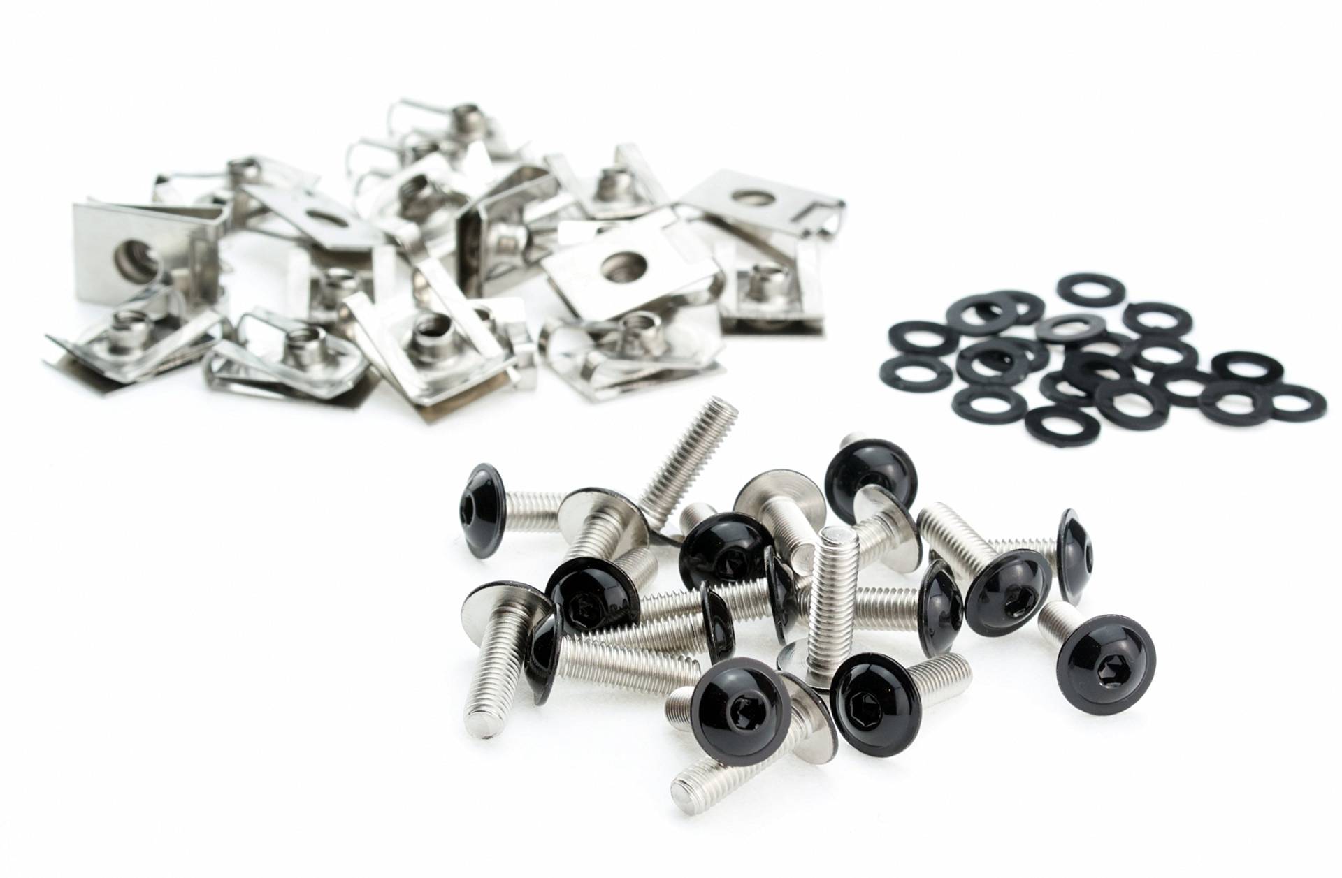 Motorrad Verkleidungsschrauben M6 Schrauben Set Federmuttern 6mm Edelstahl schwarz rostfrei V2A Motorrad Verkleidungsschrauben M6 Schrauben Set Federmuttern 6mm Edelstahl schwarz rostfrei V2A von SEGO