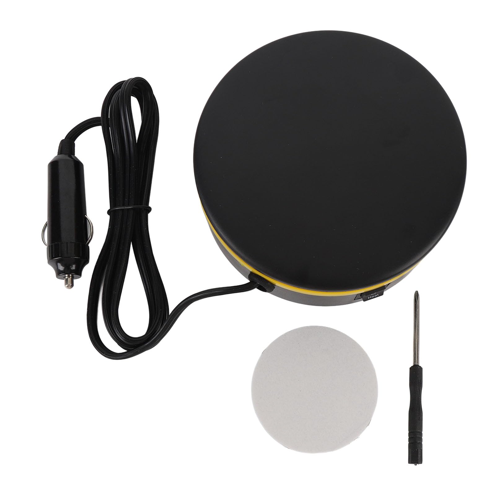 Autoheizung 12V 360 ° Rotatable leicht zu installieren Windschutzscheiben Defroster Defogger zum Antreiben von ABS-Material 320 g 12 cm Durchmesser 6-7,5 cm Höhe (Schwarzgelb) von Segrehy
