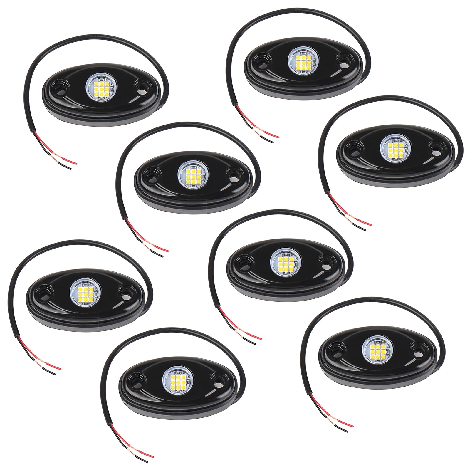 Segrehy LED -Gesteinslichter IP67 wasserdichte hohe Helligkeit Multi -Farbe unter Körperrad Welllicht für LKWs Autos Abholung Motorradboot 8 Packungen (Gelb) von Segrehy
