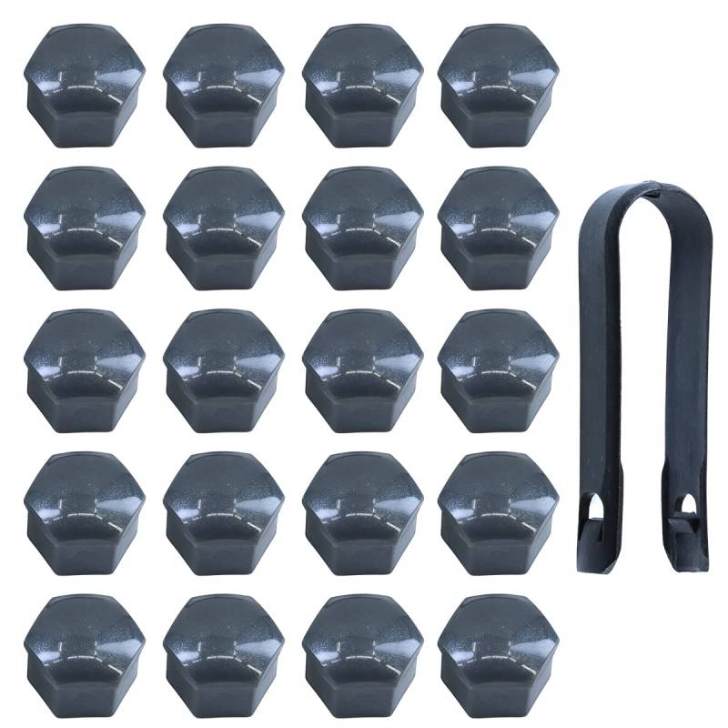 Selyse 20 Stück Kappen Radschrauben 17mm Kunststoff Nut Universal Radmuttern Kappen mit Abziehhaken(Grau) von Selyse