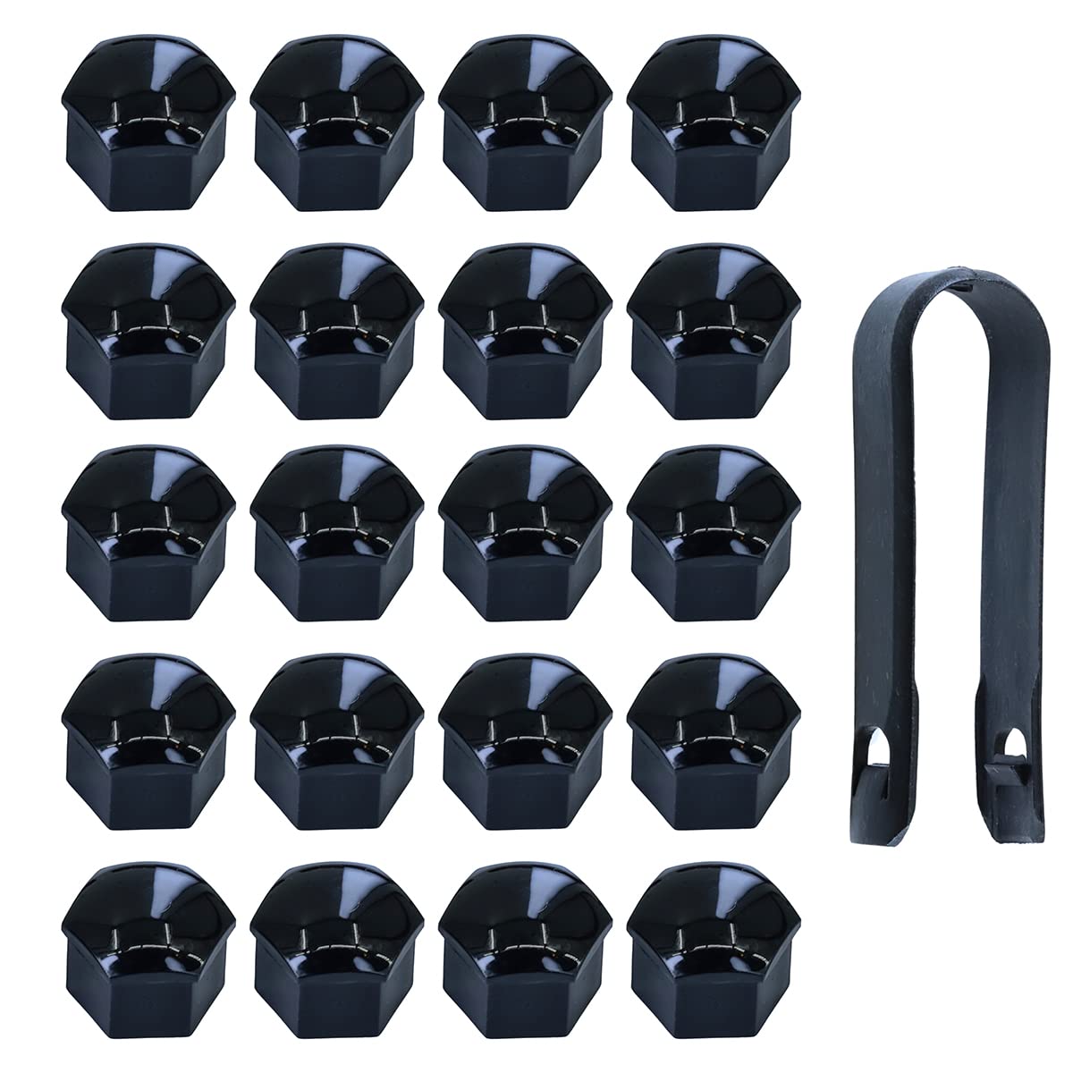 Selyse 20 Stück Kappen Radschrauben 17mm Kunststoff Nut Universal Radmuttern Kappen mit Abziehhaken(Schwarz) von Selyse