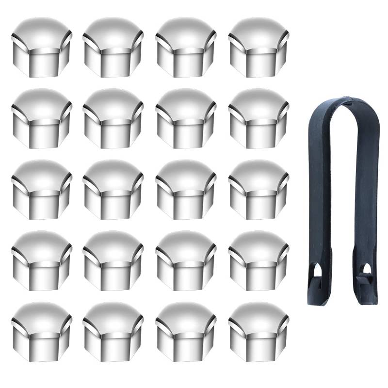 Selyse 20 Stück Kappen Radschrauben 17mm Kunststoff Nut Universal  Radmuttern Kappen mit Abziehhaken(Siber) von Selyse