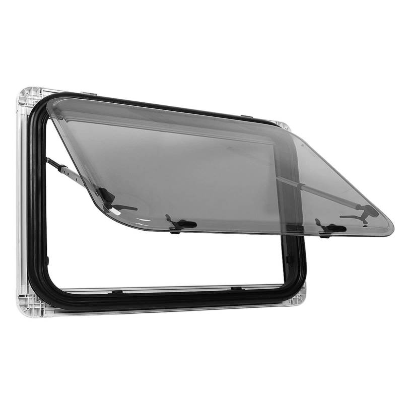 Semme RV -Schieben aus Dem Fenster, Doppelschicht -Acrylglas 75 ° Öffnungswinkel mit Stützstange und Privatsphäre, Ideal für Wohnmobile, Mobilheime, Schwarzer Rahmen von Semme