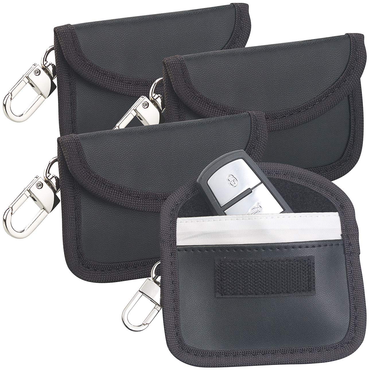 Semptec Urban Survival Technology RFID Tasche: 4er-Set RFID-Schutztaschen für Funk-Autoschlüssel, aus Kunstleder (RFID-Blocker-Schlüsseletui, RFID Tasche Autoschlüssel, Schutz) von Semptec Urban Survival Technology