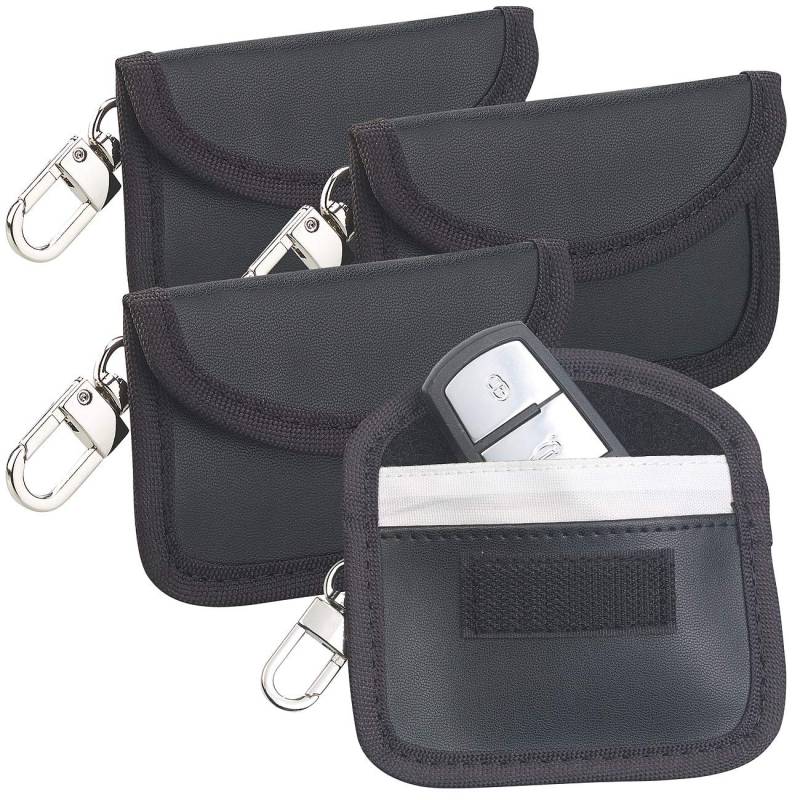 Semptec Urban Survival Technology RFID Tasche: 4er-Set RFID-Schutztaschen für Funk-Autoschlüssel, aus Kunstleder (RFID-Blocker-Schlüsseletui, RFID Tasche Autoschlüssel, Schutz) von Semptec Urban Survival Technology