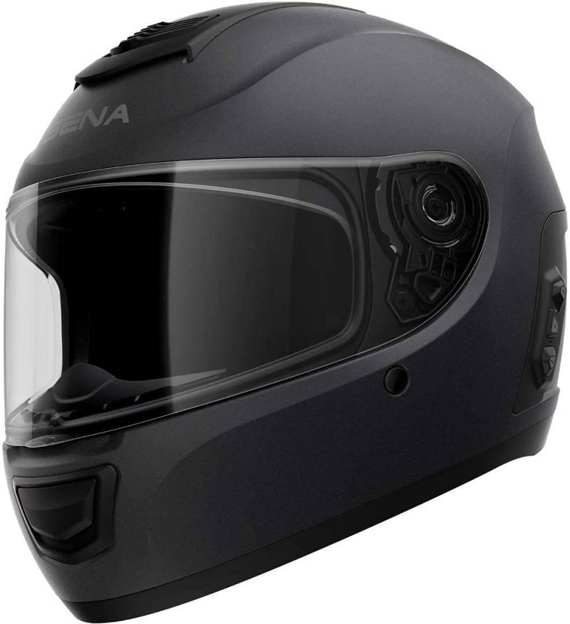 SENA MOVM-MB00L2 MOMENTUM EVO Bluetooth Integraler Helm mit Mesh Intercom Technolgie, Mattschwarz, L Größe, ECE-zertifiziert von Sena