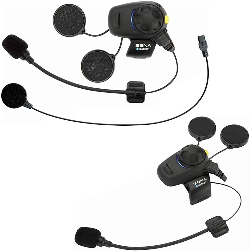 SMH5-FM Bluetooth-Kommunikationssystem mit integriertem FM Tuner für Motorräder und Roller mit Kabel- und Schwanenhalsmikrofon Doppelpack von Sena