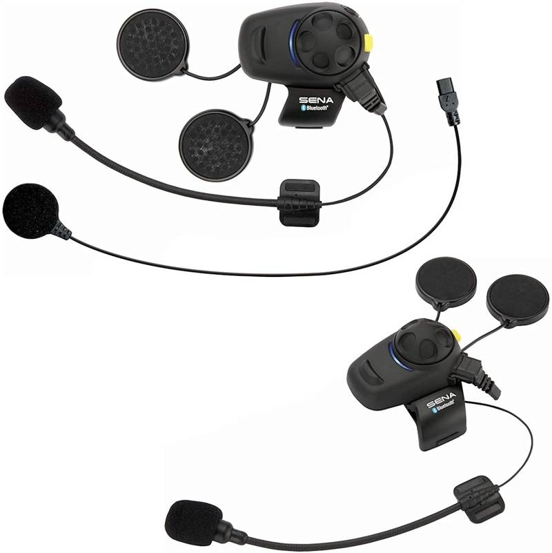 Sena SMH5-FM Bluetooth-Kommunikationssystem mit integriertem FM Tuner für Motorräder und Roller mit Kabel- und Schwanenhalsmikrofon Doppelpack von Sena