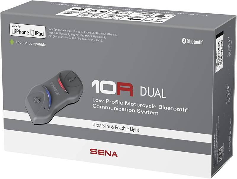 Sena 10R extra flaches Bluetooth-Kommunikationssystem für Motorräder und Roller, Lenkerfernbedienung nicht enthalten Doppelpack von Sena