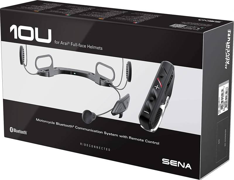 Sena 10U Bluetooth-Kommunikationssystem für Motorräder und Roller mit Fernbedienung für Arai Integralhelme von Sena