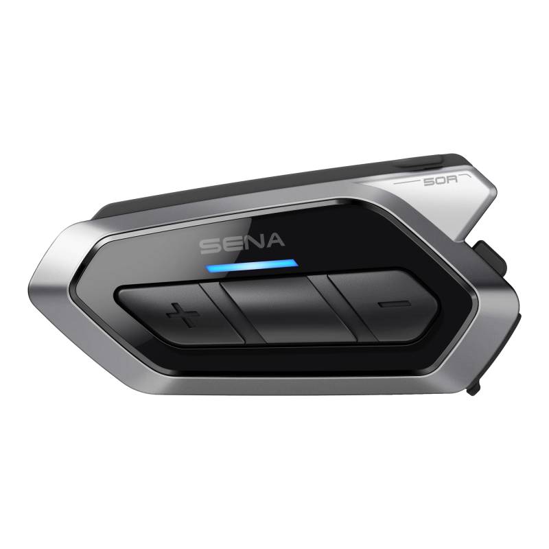 Sena 50R Motorrad Bluetooth Kommunikationssystem mit 3-Tasten Bedieneinheit und Sound by Harman Kardon, integriertem Mesh Intercom System und Premium Mikrofon & Lautsprechern, 50R-02, Schwarz von Sena