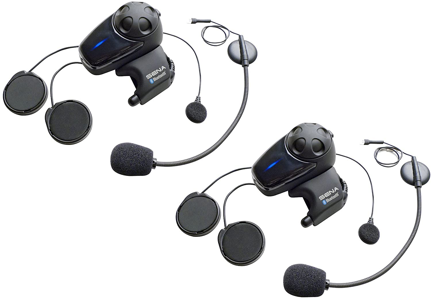 Sena SMH10 Bluetooth-Kommunikationssystem für Motorräder mit Kabel- und Schwanenhalsmikrofon Doppelpack von Sena