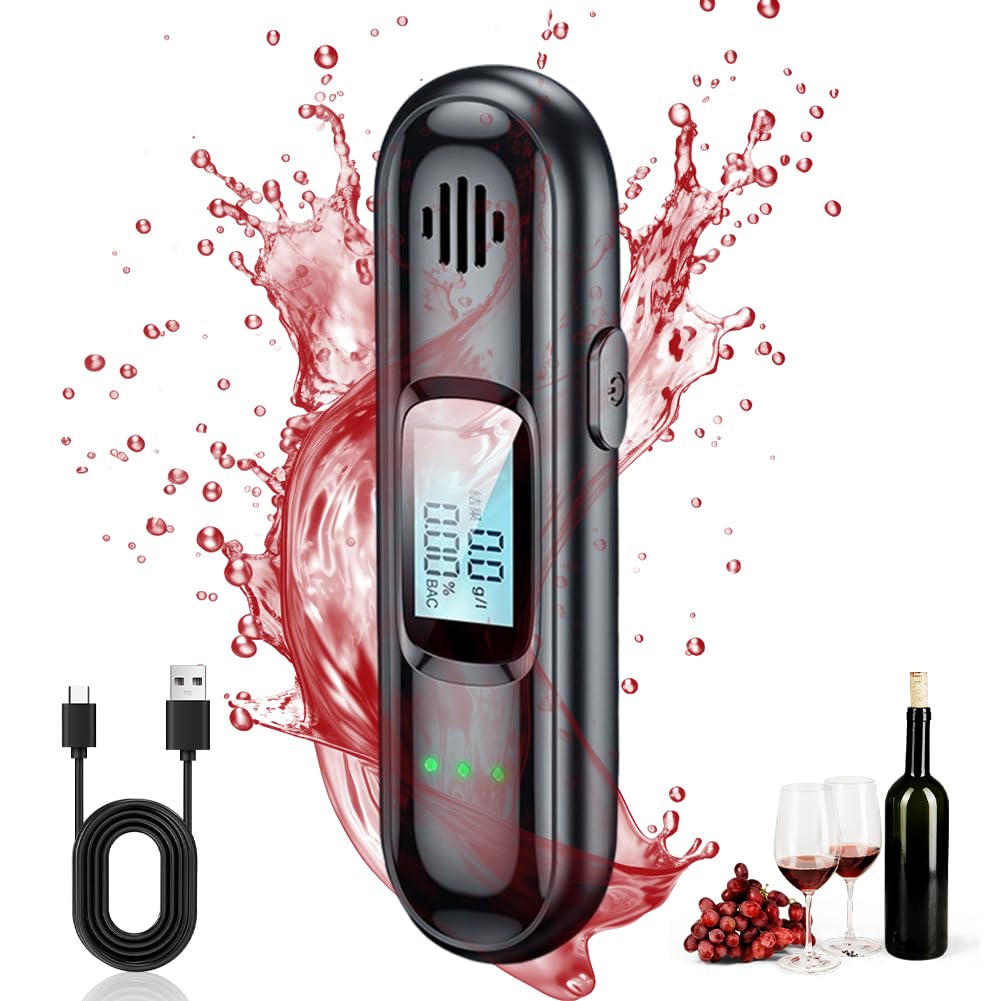 Alkoholtester, Aufladbar Alkoholtester mit LCD-Anzeige, Präzises Promillemessgerät, Polizei-genaue Messung, Tragbarer Atemalkoholtester ohne Blasrohr, Ideal für Persönlichen und Professionellen Alkoholtester, Aufladbar Alkoholtester mit LCD-Anzeige, Präzises Promillemessgerät, Polizei-genaue Messung, Tragbarer Atemalkoholtester ohne Blasrohr, Ideal für Persönlichen und Professionellen von Senchinner