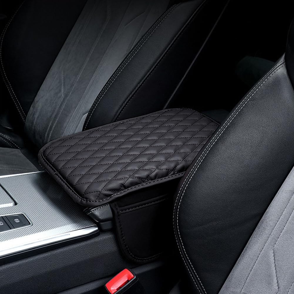 Auto Armlehne Matten Armlehnenschoner mit 2 Autositz Organizer Taschen, Universelle Auto Armlehnen Polster, Schwarz Quilted Design für Armlehne Auto, 1 Stück Auto Armlehne Matten Armlehnenschoner mit 2 Autositz Organizer Taschen, Universelle Auto Armlehnen Polster, Schwarz Quilted Design für Armlehne Auto, 1 Stück von Senchinner