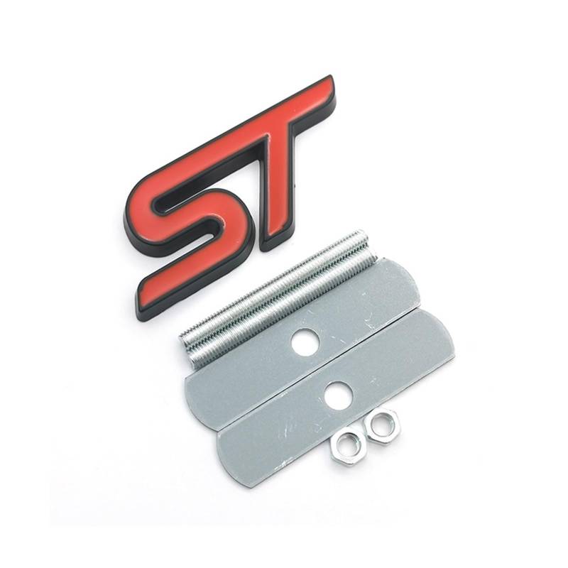 Metall Rot Blau ST Frontgrill Aufkleber Auto Kopf Grill Emblem Abzeichen Chrom Aufkleber Kompatibel mit Fiesta Focus Mondeo Auto Car Styling(Red-Black Grille) von SenyEr