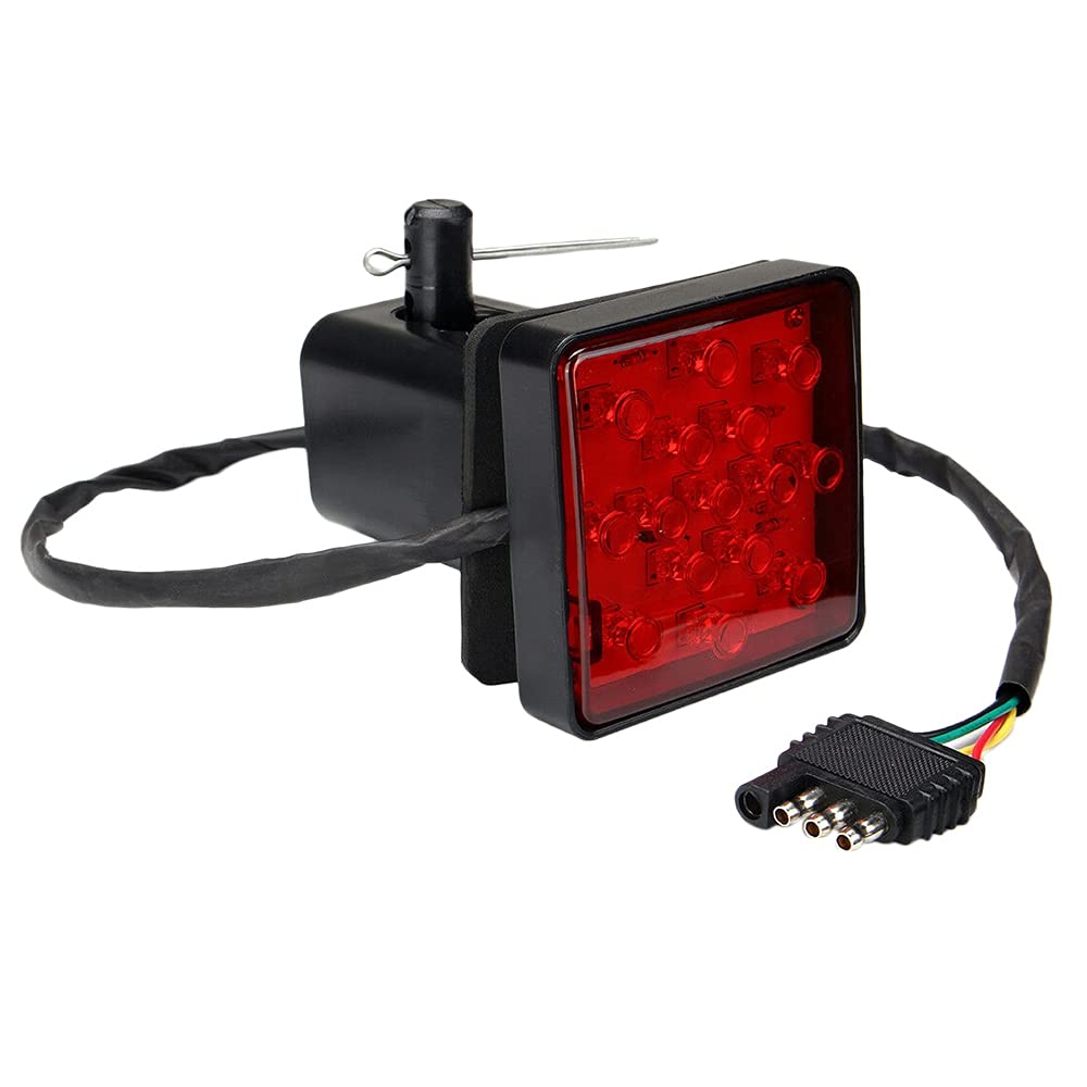 Seprendi Rote 15 LED 5,1 cm Anhängerkupplung Anhängerkupplung Abschleppempfänger Abdeckung Bremslicht mit Pin 12V von Seprendi