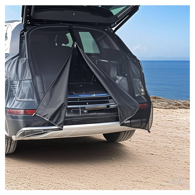 Sepzlly Auto Heckklappe Schattennetz 180cm x 150cm Magnetischer Vorhang mit Fliegengitter UV-Schutz Moskitonetzfür T5 Camping Wohnmobil Wohnwagen Camping Zubehör Angeln Schwarz Mesh Abdeckung von Sepzlly