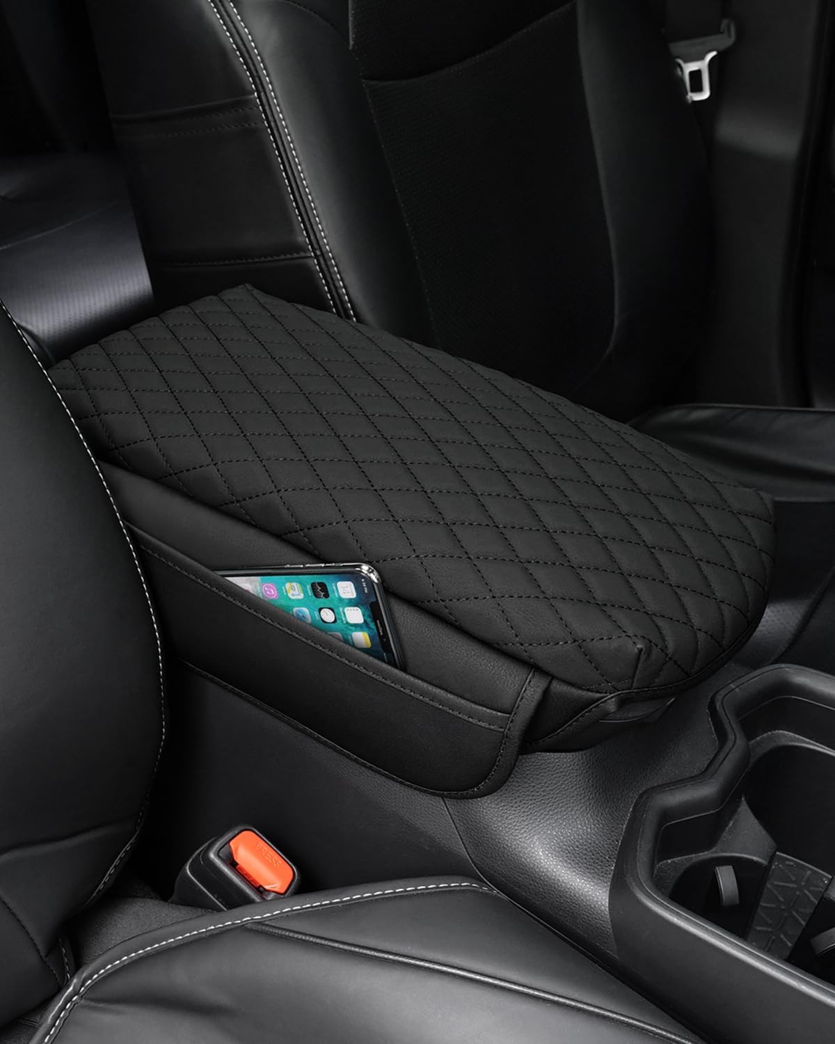 Shademax Passgenau für Mittelkonsolenbezug Toyota RAV4 2019–2022 Armlehnenkissen, Zubehör, PU-Leder, Armlehne, Sitzbox-Bezug, Schutz mit Taschen, Aufbewahrungstasche von Shademax