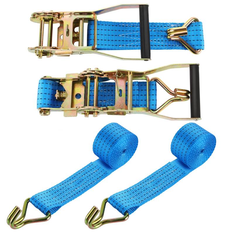 ShanQian 2 Sets Heavy Duty Ratsche Spanngurt, 5cm x 3m Cam Buckle Ratchet Strap, Adjustable Lashing Strap, Car Tensioning Belt, Wheel Strap with Hook for Trailer Truck - Load Capacity 5000KG von SENENQU