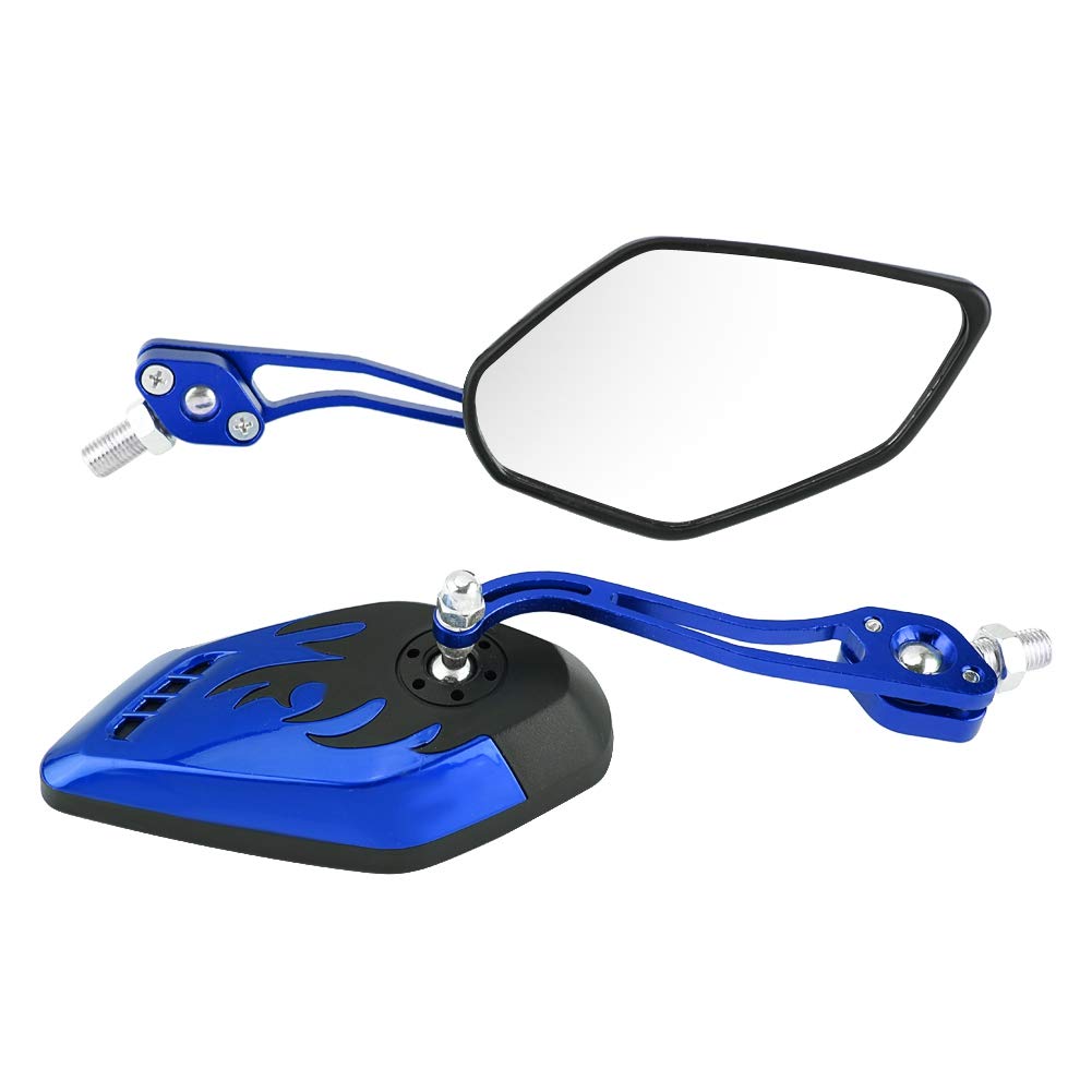Motorrad-Seitenspiegel, Motorrad-Rückspiegel Aluminiumlegierung 2 Stück Einstellbar für Roller(Blau) von Shanrya