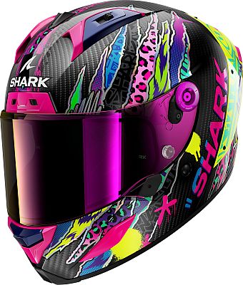 Shark Aeron Fawn, Integralhelm - Schwarz/Gelb/Pink/Blau - XL von Shark