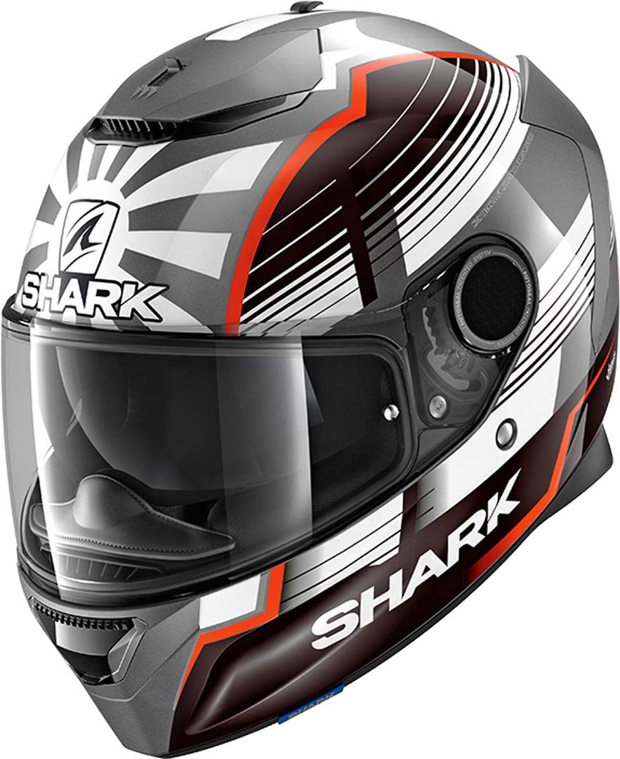 SHARK Herren NC Motorrad Helm, Grau/Rot, L von SHARK